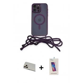 MARSİLYAN™- iPhone 13 Pro Max Kılıf Eksen Özel Seri - Siyah Joko 5D Cam + Rainbow Kamera Lens Koruma Cam - REGD