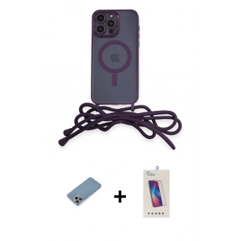 MARSİLYAN™- iPhone 13 Pro Max Kılıf Eksen Özel Seri - Siyah Joko 5D Cam + Shine Kamera Lens Koruma Cam - GI