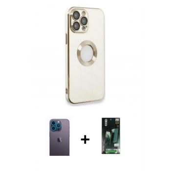 MARSİLYAN™- iPhone 13 Pro Max Kılıf İz Form Serisi - Şeffaf 360 Full Body Arka Koruyucu + Neon Fosforlu Kamera Lens - MI