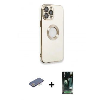 MARSİLYAN™- iPhone 13 Pro Max Kılıf İz Form Serisi - Şeffaf 360 Full Body Arka Koruyucu + Renkli Kamera Lens Koruma Cam - MI