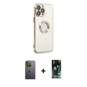 MARSİLYAN™- iPhone 13 Pro Max Kılıf İz Form Serisi - Şeffaf 360 Full Body Arka Koruyucu + Neon Fosforlu Kamera Lens - YL