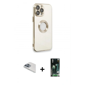 MARSİLYAN™- iPhone 13 Pro Max Kılıf İz Form Serisi - Şeffaf 360 Full Body Arka Koruyucu + Pers Alüminyum Kamera Lens - SABE