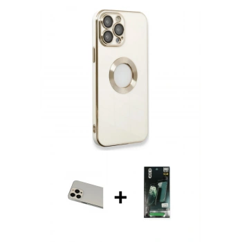 MARSİLYAN™- iPhone 13 Pro Max Kılıf İz Form Serisi - Şeffaf 360 Full Body Arka Koruyucu + Rainbow Kamera Lens Koruma Cam - REGD