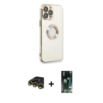 MARSİLYAN™- iPhone 13 Pro Max Kılıf İz Form Serisi - Şeffaf 360 Full Body Arka Koruyucu + Raze Metal Kamera Lens - GD