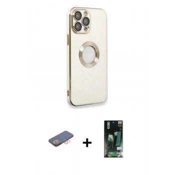 MARSİLYAN™- iPhone 13 Pro Max Kılıf İz Form Serisi - Şeffaf 360 Full Body Arka Koruyucu + Renkli Kamera Lens Koruma Cam - TU