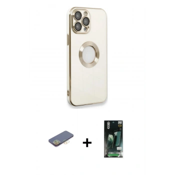 MARSİLYAN™- iPhone 13 Pro Max Kılıf İz Form Serisi - Şeffaf 360 Full Body Arka Koruyucu + Renkli Kamera Lens Koruma Cam - SI