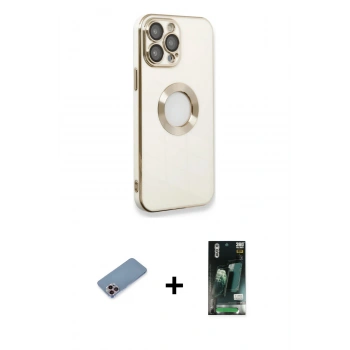 MARSİLYAN™- iPhone 13 Pro Max Kılıf İz Form Serisi - Şeffaf 360 Full Body Arka Koruyucu + Shine Kamera Lens Koruma Cam - PE