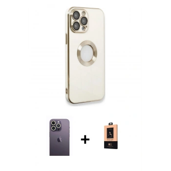 MARSİLYAN™- iPhone 13 Pro Max Kılıf İz Form Serisi - Şeffaf Maxco Cam Ekran Koruyucu + Neon Fosforlu Kamera Lens - BZ