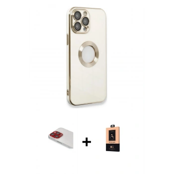 MARSİLYAN™- iPhone 13 Pro Max Kılıf İz Form Serisi - Şeffaf Maxco Cam Ekran Koruyucu + Pers Alüminyum Kamera Lens - KI