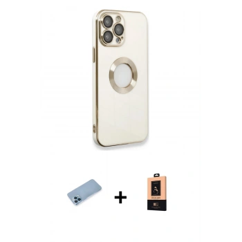 MARSİLYAN™- iPhone 13 Pro Max Kılıf İz Form Serisi - Şeffaf Maxco Cam Ekran Koruyucu + Shine Kamera Lens Koruma Cam - MI