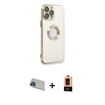 MARSİLYAN™- iPhone 13 Pro Max Kılıf İz Form Serisi - Şeffaf Maxco Cam Ekran Koruyucu + Rainbow Kamera Lens Koruma Cam - MI