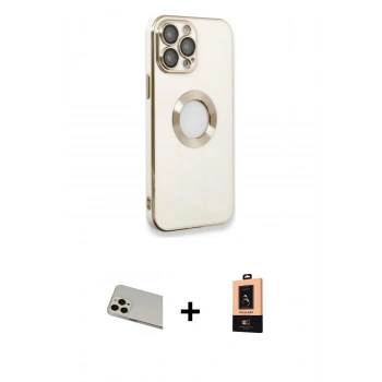 MARSİLYAN™- iPhone 13 Pro Max Kılıf İz Form Serisi - Şeffaf Maxco Cam Ekran Koruyucu + Rainbow Kamera Lens Koruma Cam - REGD