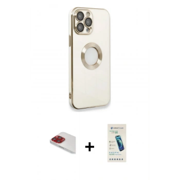 MARSİLYAN™- iPhone 13 Pro Max Kılıf İz Form Serisi - Şeffaf Pasifik Cam Ekran Koruyucu + Pers Alüminyum Kamera Lens - KI