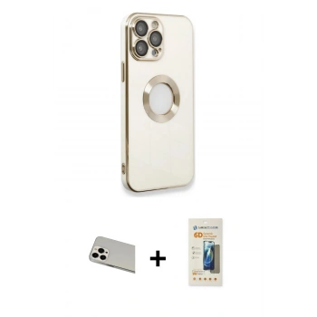 MARSİLYAN™- iPhone 13 Pro Max Kılıf İz Form Serisi - Siyah 6D Mat Seramik Hayalet Nano Ekran Koruyucu + Rainbow Kamera Lens Koruma Cam - BZ