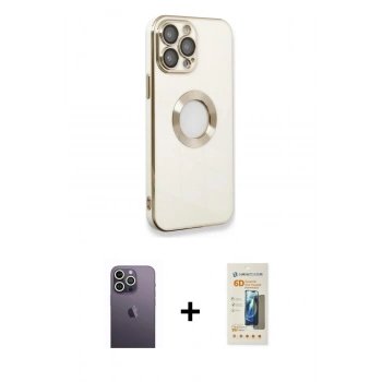MARSİLYAN™- iPhone 13 Pro Max Kılıf İz Form Serisi - Siyah 6D Mat Seramik Hayalet Nano Ekran Koruyucu + Neon Fosforlu Kamera Lens - BZ