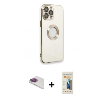 MARSİLYAN™- iPhone 13 Pro Max Kılıf İz Form Serisi - Siyah 6D Mat Seramik Hayalet Nano Ekran Koruyucu + Pers Alüminyum Kamera Lens - GI