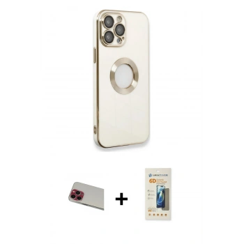 MARSİLYAN™- iPhone 13 Pro Max Kılıf İz Form Serisi - Siyah 6D Mat Seramik Hayalet Nano Ekran Koruyucu + Rainbow Kamera Lens Koruma Cam - KI