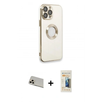 MARSİLYAN™- iPhone 13 Pro Max Kılıf İz Form Serisi - Siyah 6D Mat Seramik Hayalet Nano Ekran Koruyucu + Rainbow Kamera Lens Koruma Cam - REGD