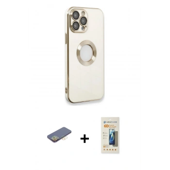 MARSİLYAN™- iPhone 13 Pro Max Kılıf İz Form Serisi - Siyah 6D Mat Seramik Hayalet Nano Ekran Koruyucu + Renkli Kamera Lens Koruma Cam - SI