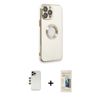 MARSİLYAN™- iPhone 13 Pro Max Kılıf İz Form Serisi - Siyah 6D Mat Seramik Hayalet Nano Ekran Koruyucu + Shine Kamera Lens - GD