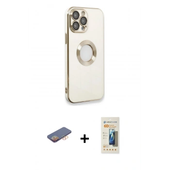 MARSİLYAN™- iPhone 13 Pro Max Kılıf İz Form Serisi - Siyah 6D Mat Seramik Hayalet Nano Ekran Koruyucu + Renkli Kamera Lens Koruma Cam - TU