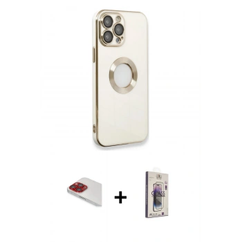 MARSİLYAN™- iPhone 13 Pro Max Kılıf İz Form Serisi - Siyah Bilvis 3D Cam Ekran Koruyucu + Pers Alüminyum Kamera Lens - KI
