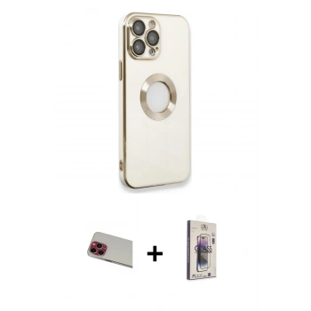 MARSİLYAN™- iPhone 13 Pro Max Kılıf İz Form Serisi - Siyah Bilvis 3D Cam Ekran Koruyucu + Rainbow Kamera Lens Koruma Cam - KI