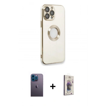 MARSİLYAN™- iPhone 13 Pro Max Kılıf İz Form Serisi - Siyah Bilvis 3D Cam Ekran Koruyucu + Neon Fosforlu Kamera Lens - MI