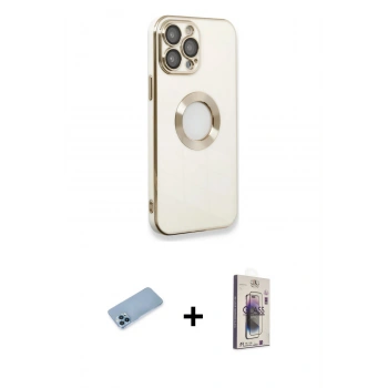 MARSİLYAN™- iPhone 13 Pro Max Kılıf İz Form Serisi - Siyah Bilvis 3D Cam Ekran Koruyucu + Shine Kamera Lens Koruma Cam - MI