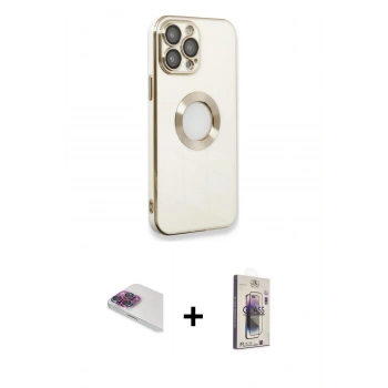 MARSİLYAN™- iPhone 13 Pro Max Kılıf İz Form Serisi - Siyah Bilvis 3D Cam Ekran Koruyucu + Pers Alüminyum Kamera Lens - GI
