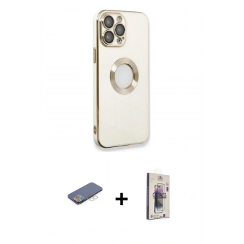 MARSİLYAN™- iPhone 13 Pro Max Kılıf İz Form Serisi - Siyah Bilvis 3D Cam Ekran Koruyucu + Renkli Kamera Lens Koruma Cam - MI