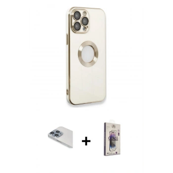 MARSİLYAN™- iPhone 13 Pro Max Kılıf İz Form Serisi - Siyah Bilvis 3D Cam Ekran Koruyucu + Pers Alüminyum Kamera Lens - SABE