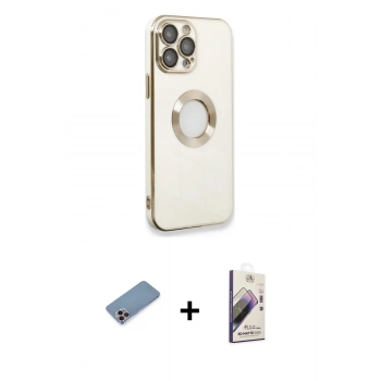 MARSİLYAN™- iPhone 13 Pro Max Kılıf İz Form Serisi - Siyah Bilvis 3D Mat Cam Ekran Koruyucu + Shine Kamera Lens Koruma Cam - PE