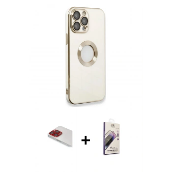 MARSİLYAN™- iPhone 13 Pro Max Kılıf İz Form Serisi - Siyah Bilvis 3D Mat Cam Ekran Koruyucu + Pers Alüminyum Kamera Lens - KI
