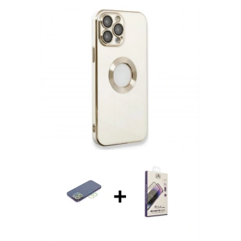 MARSİLYAN™- iPhone 13 Pro Max Kılıf İz Form Serisi - Siyah Bilvis 3D Mat Cam Ekran Koruyucu + Renkli Kamera Lens Koruma Cam - YL