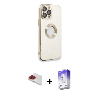 MARSİLYAN™- iPhone 13 Pro Max Kılıf İz Form Serisi - Siyah Bilvis 5in1 3D Magic Cam Ekran Koruyucu + Pers Alüminyum Kamera Lens - KI
