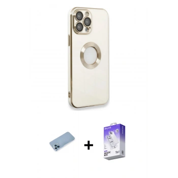 MARSİLYAN™- iPhone 13 Pro Max Kılıf İz Form Serisi - Siyah Bilvis 5in1 3D Magic Cam Ekran Koruyucu + Shine Kamera Lens Koruma Cam - MI