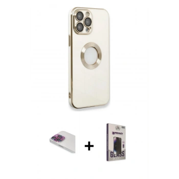 MARSİLYAN™- iPhone 13 Pro Max Kılıf İz Form Serisi - Siyah Bilvis Hayalet Cam Ekran Koruyucu + Pers Alüminyum Kamera Lens - GI
