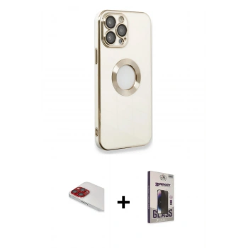 MARSİLYAN™- iPhone 13 Pro Max Kılıf İz Form Serisi - Siyah Bilvis Hayalet Cam Ekran Koruyucu + Pers Alüminyum Kamera Lens - KI