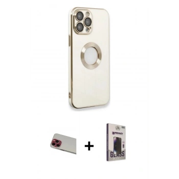 MARSİLYAN™- iPhone 13 Pro Max Kılıf İz Form Serisi - Siyah Bilvis Hayalet Cam Ekran Koruyucu + Rainbow Kamera Lens Koruma Cam - KI