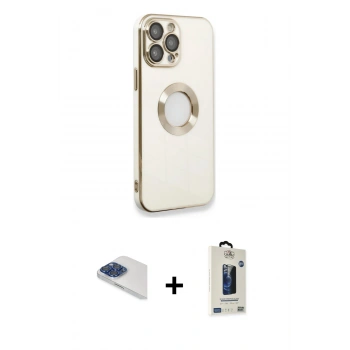MARSİLYAN™- iPhone 13 Pro Max Kılıf İz Form Serisi - Siyah Bilvis Hayalet Cam Ekran Koruyucu + Pers Alüminyum Kamera Lens - LT