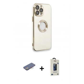 MARSİLYAN™- iPhone 13 Pro Max Kılıf İz Form Serisi - Siyah Bilvis Hayalet Cam Ekran Koruyucu + Renkli Kamera Lens Koruma Cam - MI