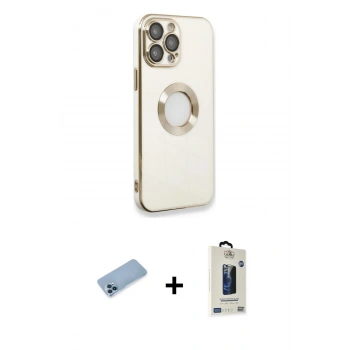 MARSİLYAN™- iPhone 13 Pro Max Kılıf İz Form Serisi - Siyah Bilvis Hayalet Cam Ekran Koruyucu + Shine Kamera Lens Koruma Cam - MI