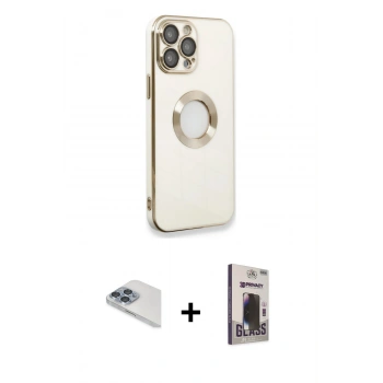 MARSİLYAN™- iPhone 13 Pro Max Kılıf İz Form Serisi - Siyah Bilvis Hayalet Cam Ekran Koruyucu + Pers Alüminyum Kamera Lens - SABE