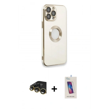 MARSİLYAN™- iPhone 13 Pro Max Kılıf İz Form Serisi - Siyah Joko 5D Cam + Raze Metal Kamera Lens - GD