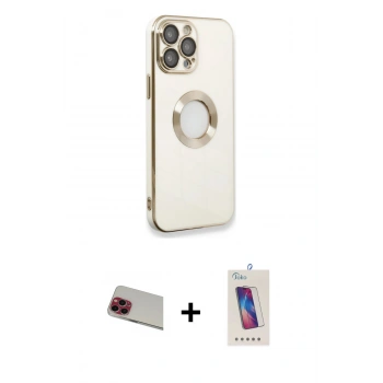 MARSİLYAN™- iPhone 13 Pro Max Kılıf İz Form Serisi - Siyah Joko 5D Cam + Rainbow Kamera Lens Koruma Cam - KI