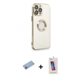 MARSİLYAN™- iPhone 13 Pro Max Kılıf İz Form Serisi - Siyah Joko 5D Cam + Shine Kamera Lens Koruma Cam - MI