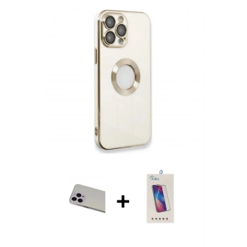 MARSİLYAN™- iPhone 13 Pro Max Kılıf İz Form Serisi - Siyah Joko 5D Cam + Rainbow Kamera Lens Koruma Cam - MR