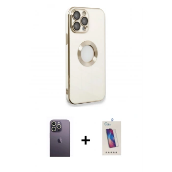 MARSİLYAN™- iPhone 13 Pro Max Kılıf İz Form Serisi - Siyah Joko 5D Cam + Neon Fosforlu Kamera Lens - BZ