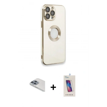 MARSİLYAN™- iPhone 13 Pro Max Kılıf İz Form Serisi - Siyah Joko 5D Cam + Pers Alüminyum Kamera Lens - SABE